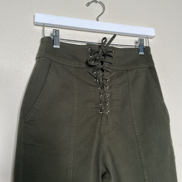 NWOT Revolve L'Academie Foley High Waist Lace-up Pants Green Size XS - Picture 9 of 11